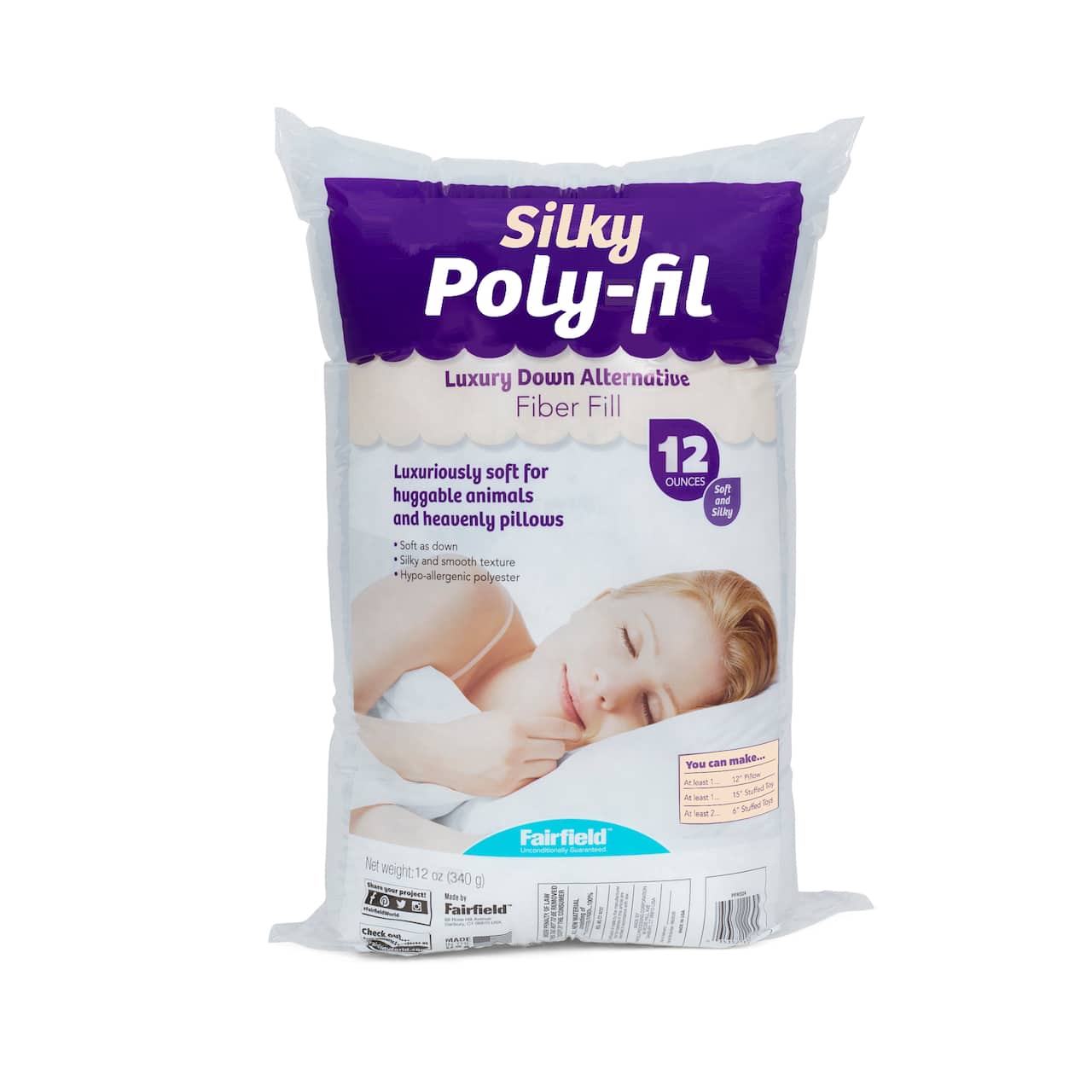 8 Pack: Silky Poly-Fil® 12oz. Luxury Down Alternative Fiber Fill